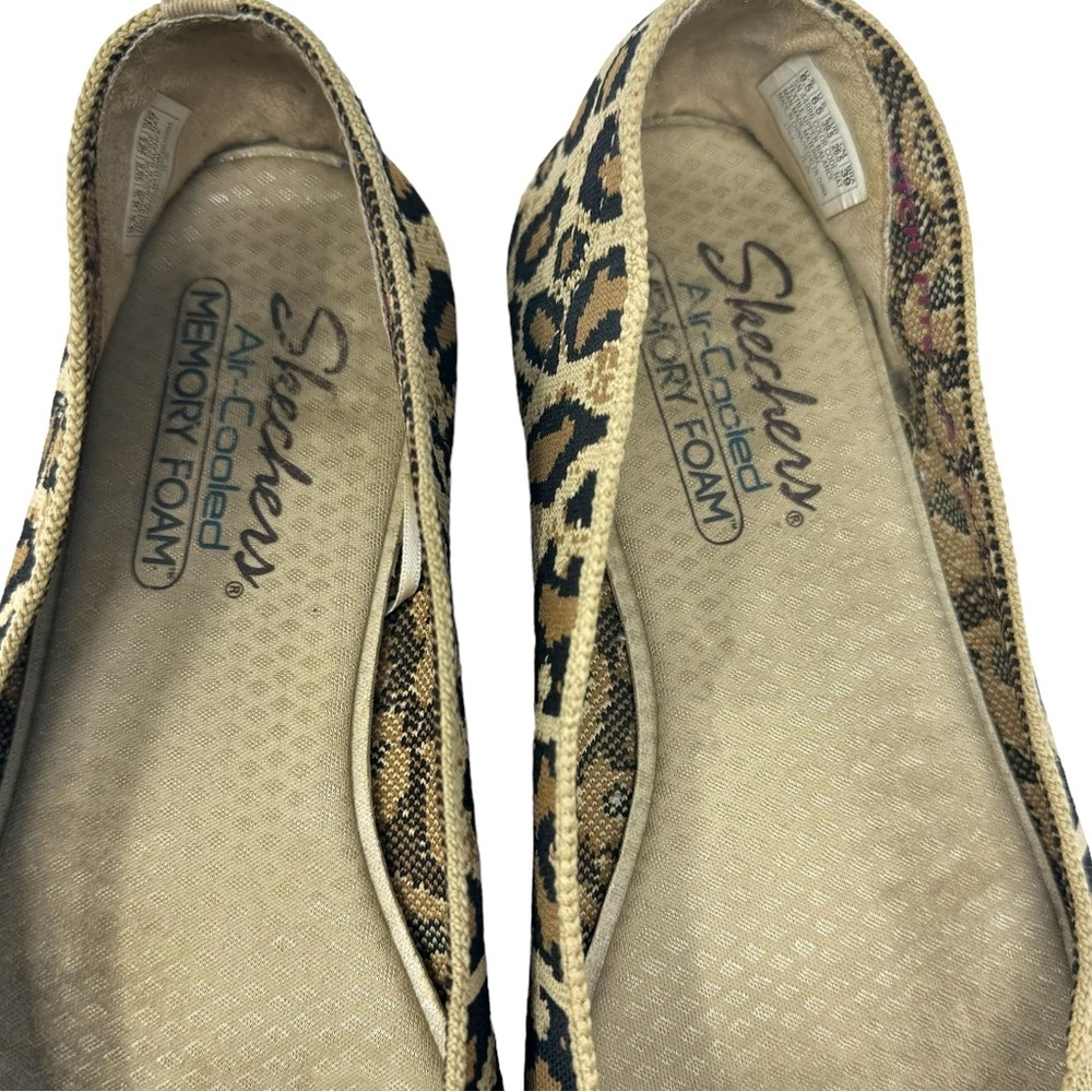 Skechers Cleo Claw Some Leopard Knit Ballet Flats Brown Tan Black Size 9.5 - Picture 10 of 11